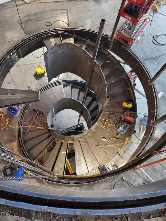 Spiral Rolled Plate Staircase Stringers Aerial View